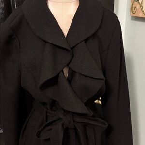 Lilly Pulitzer Black Ruffle Belted Blazer with ruffle.  Only worn 1 time
